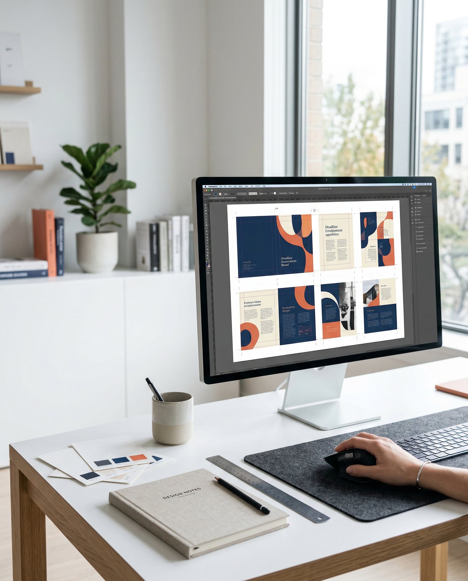 Creatieve brochure-ontwerpen op groot scherm